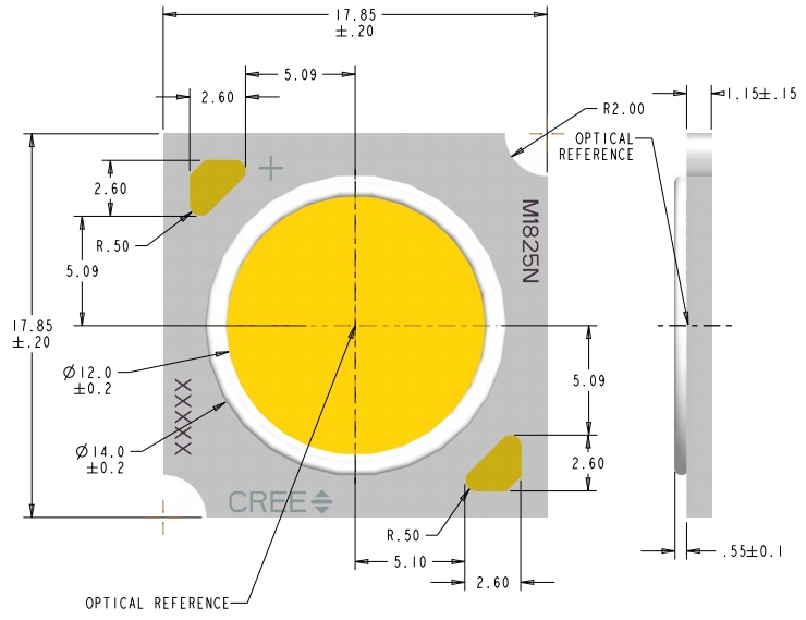 Mechanical Drawing - Cree LED XLamp® CMA1825 LEDs